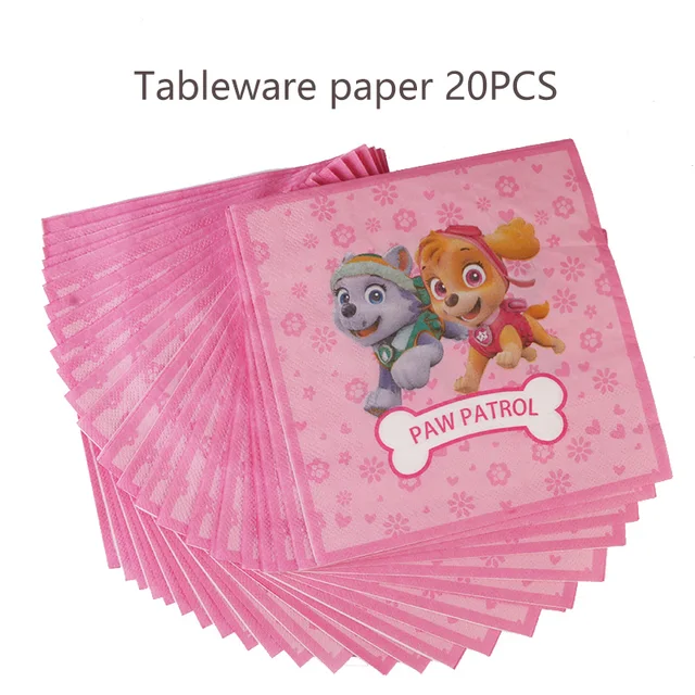 Paw Patrol Birthday Party Balloons Toy Birthday Banner For Kids Boys Girls Party Decoration Paper Cup Plate Tableware Supplies 20PCS paper napkin