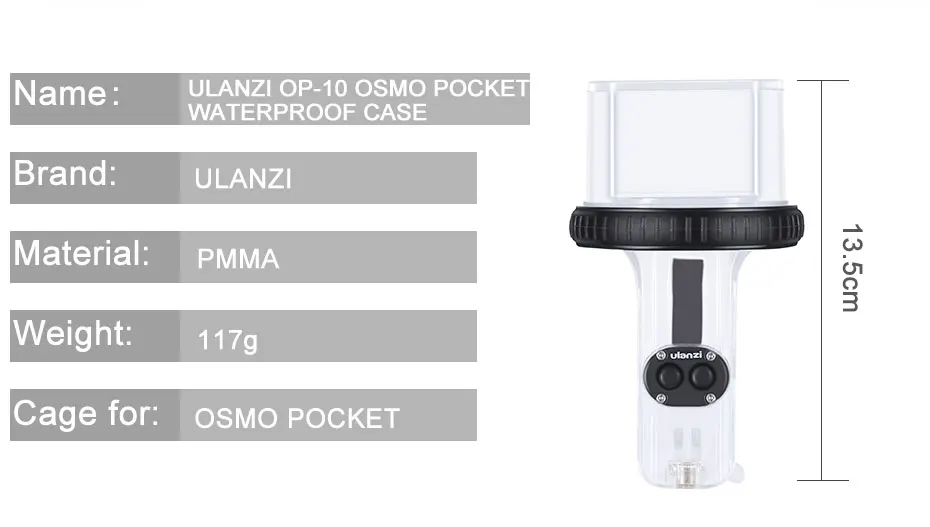 Ulanzi Подводные детали чехол для Dji Osmo Карманный 60 м глубина водонепроницаемый пластиковый корпус