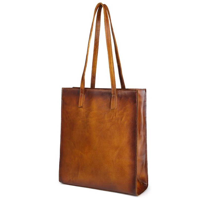 

New style Female Original Retro Handbag Leather Woman Leather Single Shoulder Bags Ladies Pure Color Brown Shopping Tote Bags