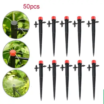 

MUCIAKIE 50PCS 13cm Micro Bubbler Drip Irrigation Adjustable Emitters Stake Mixed 3 Types Water Dripper Farmland Use 4/7mm Hose