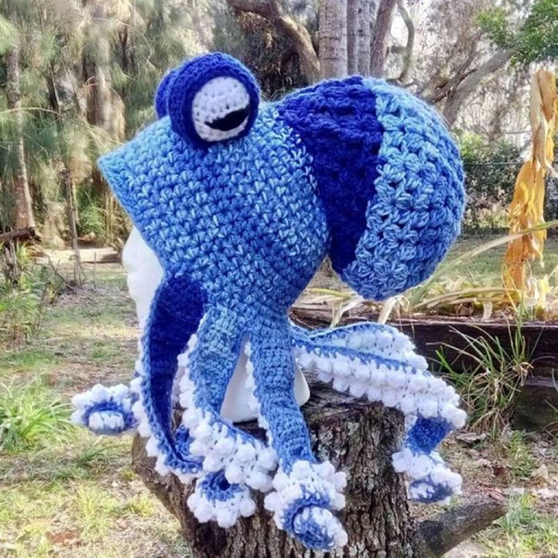 Octopus Beard Hand Weave Knit Wool Hats 