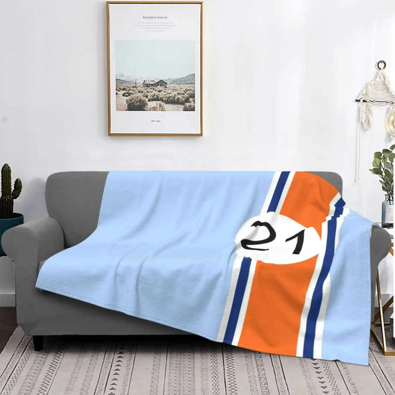 

- Aster Stripes Top Quality Comfortable Bed Sofa Soft Blanket Racing Light Blue Orange Blue And Orange 21 Racing