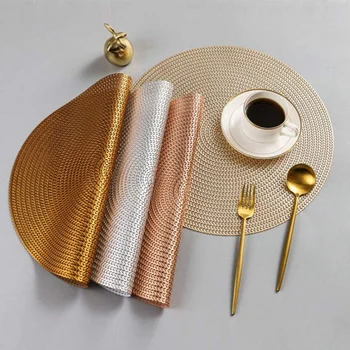 

38CM Nordic Hotel Restaurant Round Placemat PVC Insulation Table Mat Anti-Scalding Steak Pad