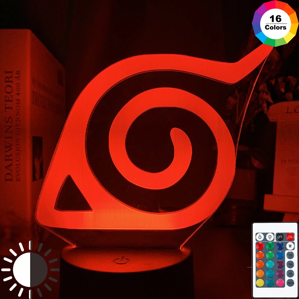 

LED Night Light Naruto Konoha Logo Colorful Nightlight for Child Bedroom Decorative Light Cool Led Table Lamp Anime Gift for Him