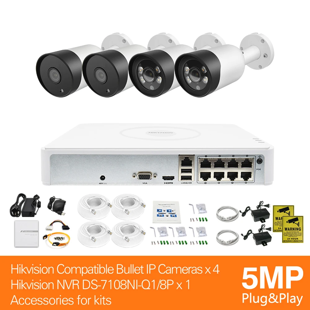 Hikvision HIKVISION 5MP IP CCTV SYSTEM NVR BULLET SECURITY KIT OUTDOOR SURVEILLANCE CAMERA 