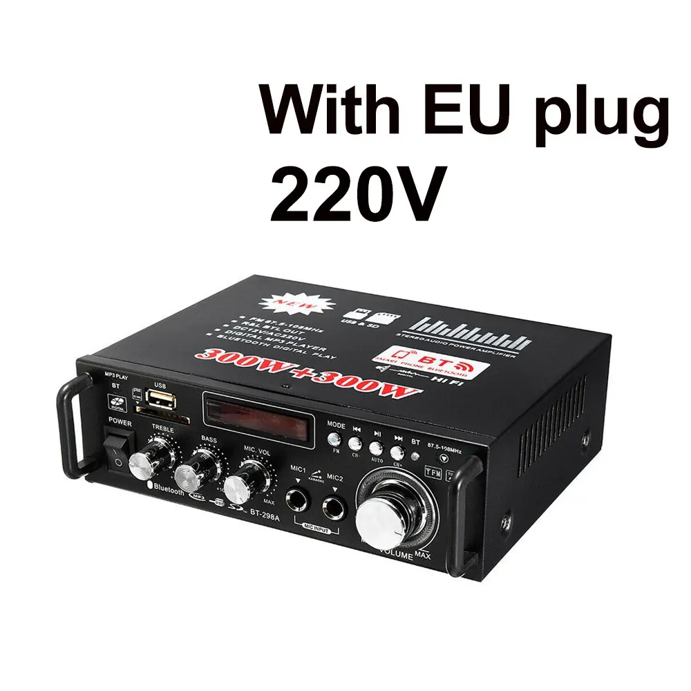 600W 12V 220V USB Car bluetooth HiFi Stereo Audio Power Amplifier Remote Control for Car Auto Home Audio USB TF Flash Disk Radio musical instrument amplifiers Audio Amplifier Boards