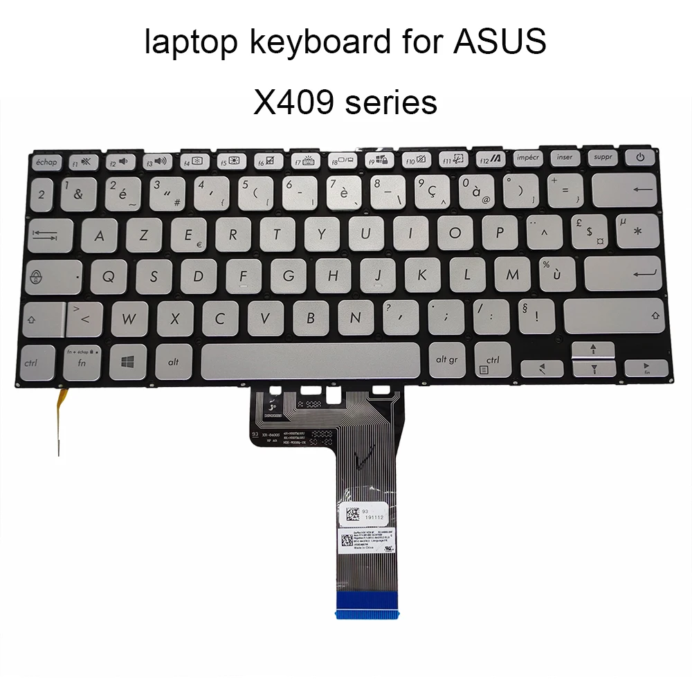 Teclado Retroiluminado para Asus Reino Unido Árabe Azerty Francês Asus X409 A409 D409 X409fa X409ua X409fl X409ua fr ar 262xfr00