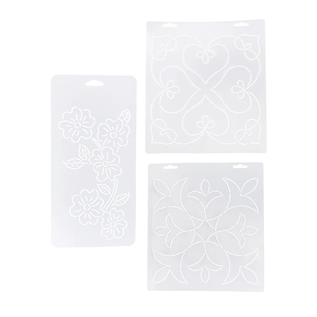3 Pieces Semi-transparent Stencil Plastic Quilting Template Quilt Patchwork Tool