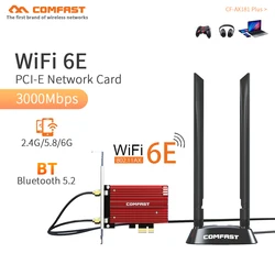 Carte réseau sans fil PCI E wi fi 6E, 3000 mb/s, 2.4/5Ghz, 802.11ac/ax, double bande, avec antenne, pour ordinateur de bureau 