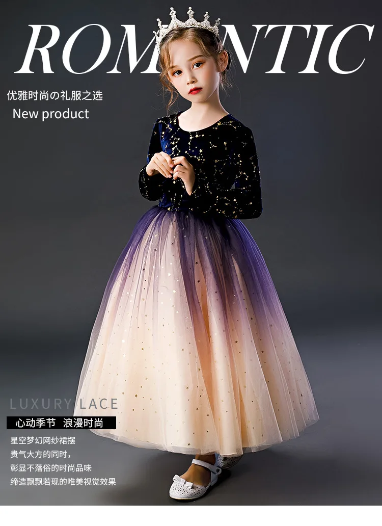 Высококачественные осенне-зимние платья для девочек, платья принцессы, пышные шерстяные детские платья супер Феи в западном стиле