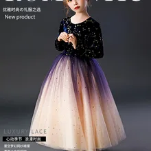 Высококачественные осенне-зимние платья для девочек, платья принцессы, пышные шерстяные детские платья супер Феи в западном стиле