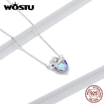 

WOSTU Women 925 Sterling Silver Pendant Necklaces Mothers day Necklace Chain Love-heart Pendant Necklace Jewelry Gift