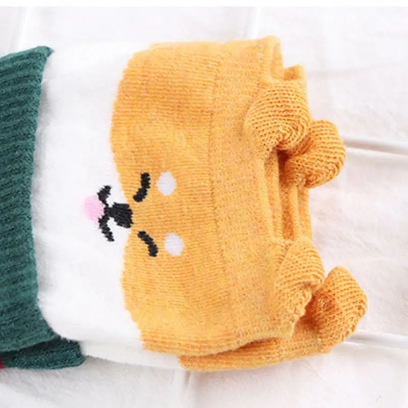 5 пар женских полосатых носков Kawaii с объемными ушами, мультяшными животными, собакой, Кроликом, медведем, подарок