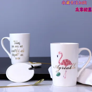 

Originality Flamingo Ceramics Cup Bring Cover Bring Spoon Marc Cup Dealer Exceed Small Gift Gift