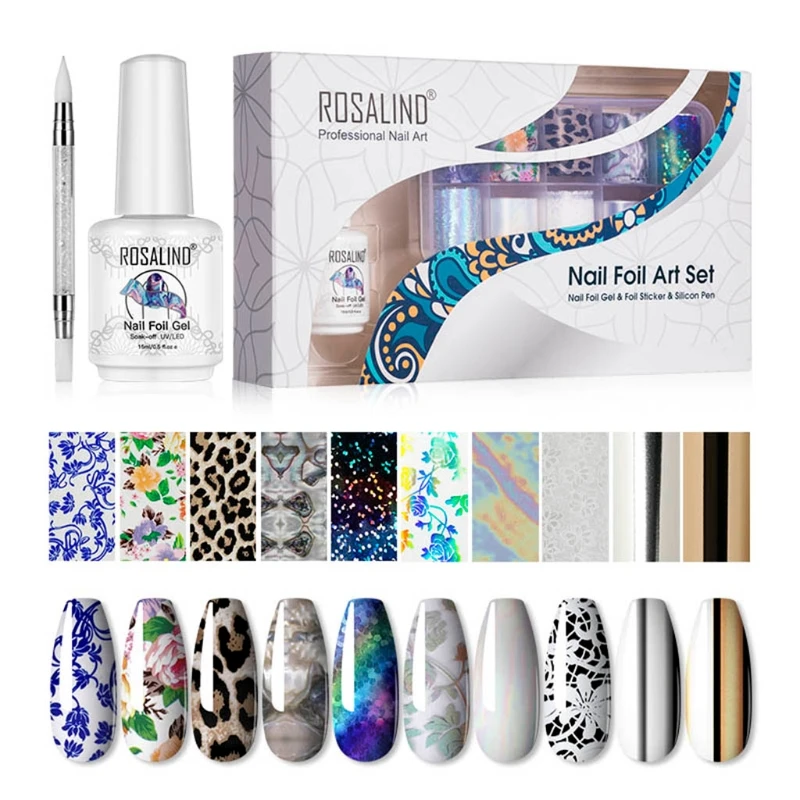 Conjunto de Unhas Folha Completa Envoltório Unhas Arte Polonês Transferência Faça Você Mesmo Manicure Decoração 1 3 1 conjunto de unhas folha completa envoltório