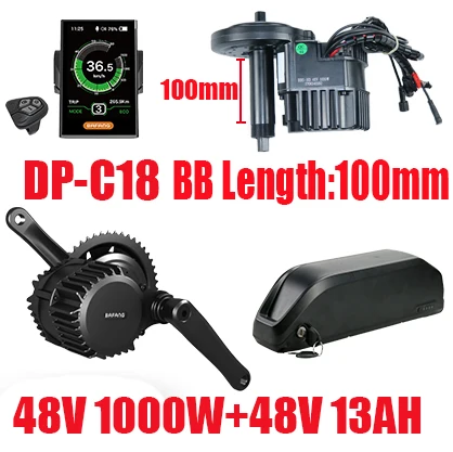 C181000W13AH100MM 8FUN BBSHD 48 в 1000 Вт комплект для преобразования двигателя электровелосипеда с батареей 48 В 13/17. 5ач мощный двигатель для электрического велосипеда Bafang BBS03 - Цвет: C181000W13AH100MM