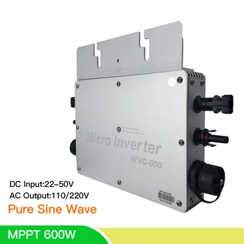 

WVC600 Micro Solar Inverter MPPT Pure Sine Wave 3 Phase Grid Tie Inverter Board Input 22-50V Out 110/220V For 2*300W Solar Panel