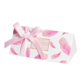 

New Wedding Favor and Gift Boxes Feather Chocolate Candy Box Paper Box for Baby Shower Birthday Wedding Favors Decoration