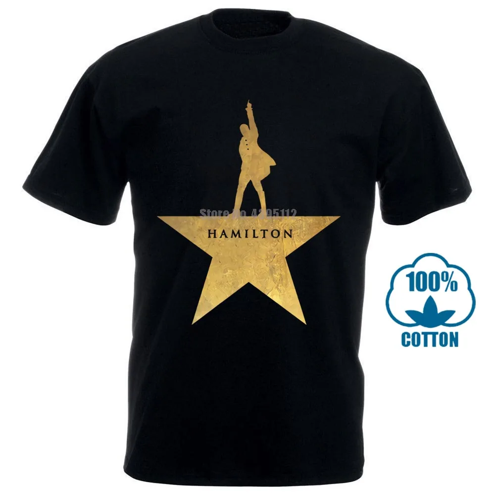 

Hamilton Summer Men American Musical Broadway Gold Star Cotton O Neck Short High Quality Men Tops Printing T Shirt 011897