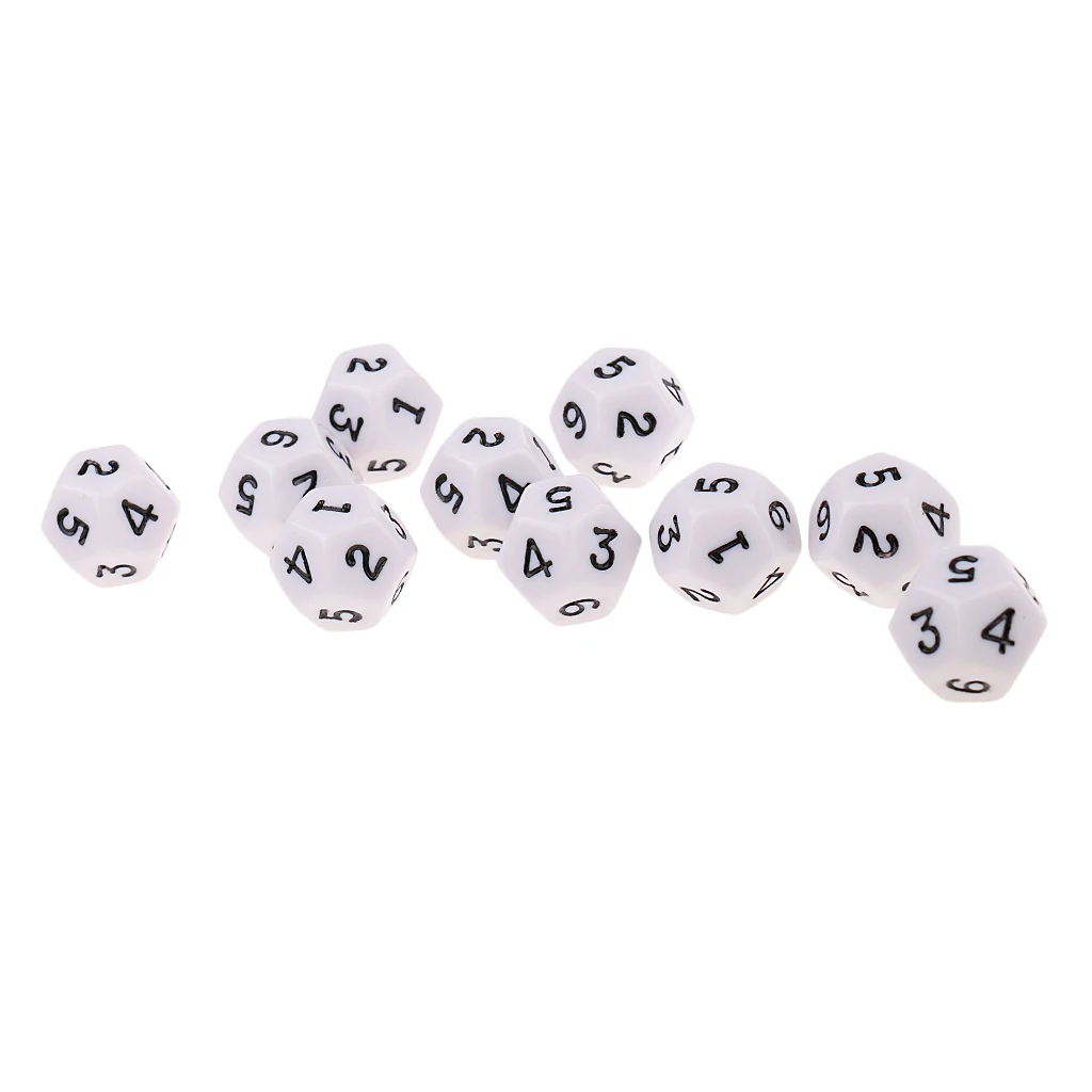 10x белые акриловые многогранные кости D12 tpg для взрослых MTG ролевые игрушки