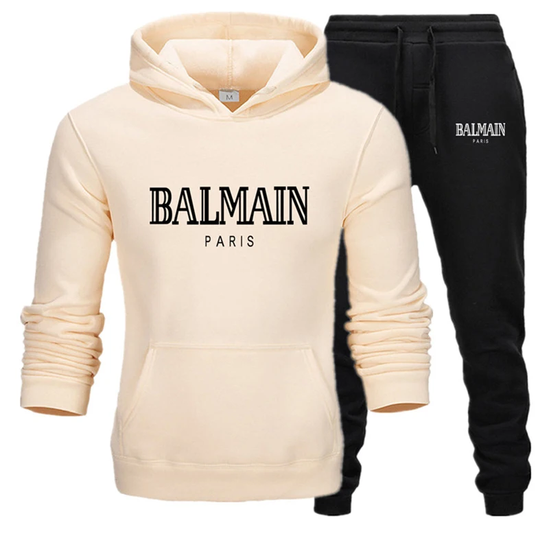 Mens Sportswear Balmain Tracksuit Men Balmain Paris Black Stripes