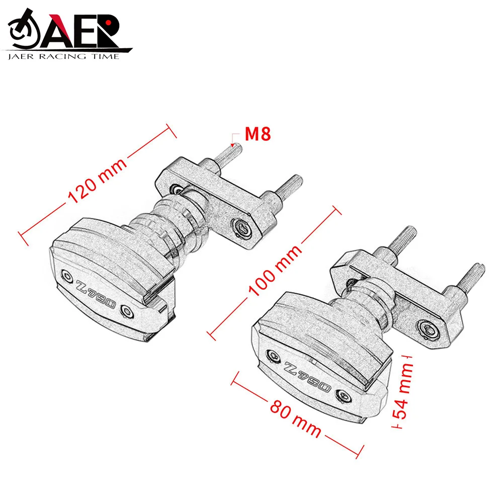 JAER двигателя мотоцикла Слайдеры рамы слайдер гвардии Крушение протектор для Kawasaki Z750R Z750 2007 2008 2009 2010 2011 2012