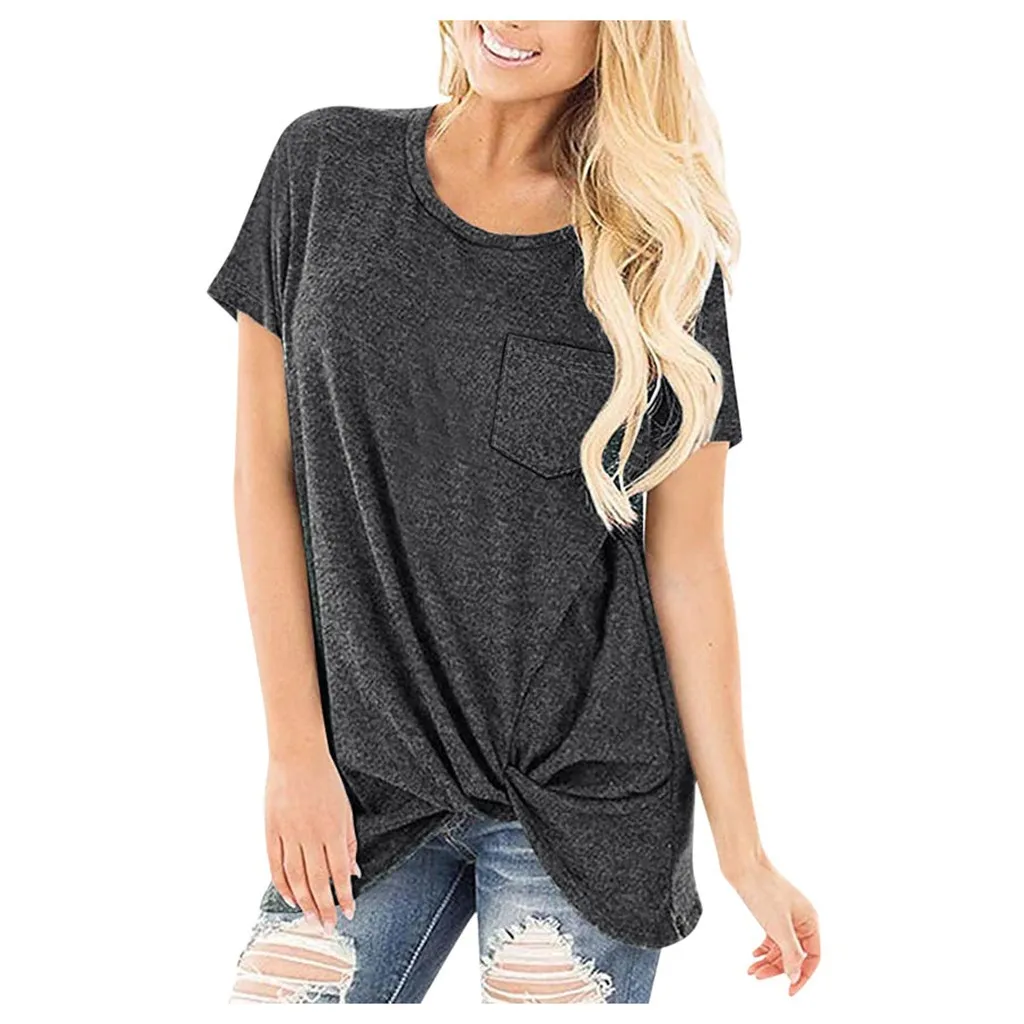 Женская Повседневная Туника с V-образным вырезом и коротким рукавом | одежда