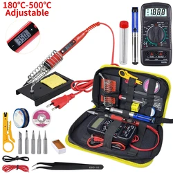 JCD – Kit de fer à souder avec multimètre numérique 80W, 220V/110V, Station à température réglable, outils de réparation de soudage 908S 