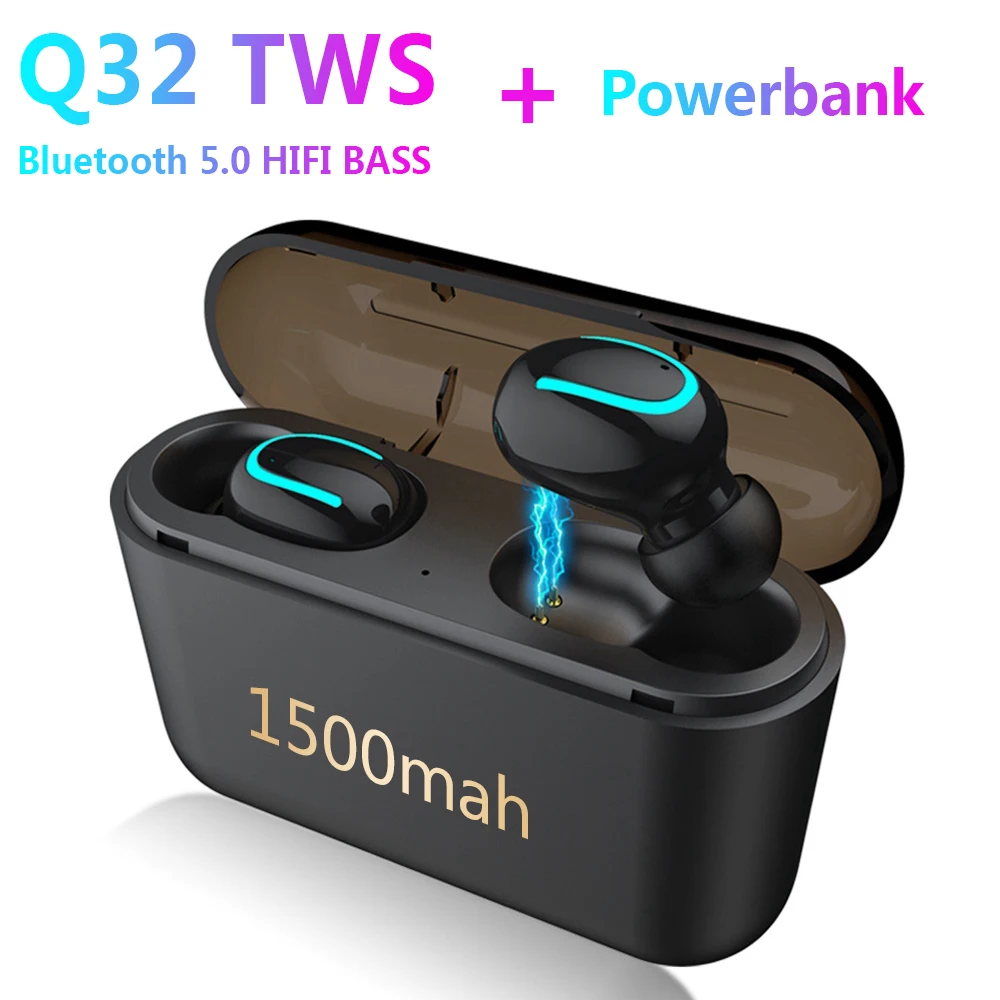 Оригинальные беспроводные наушники Q32 TWS с Bluetooth 5,0, Спортивная гарнитура, наушники-вкладыши для iphone и телефонов на android с внешним аккумулятором