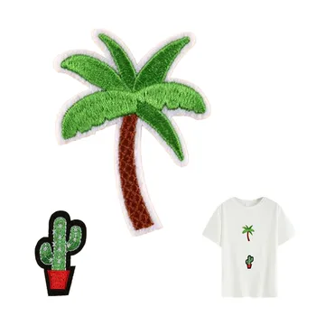

Iron on patches for clothing accessories coconut palm embroidery patch cactus custom clothes stcikers applique parches ropa