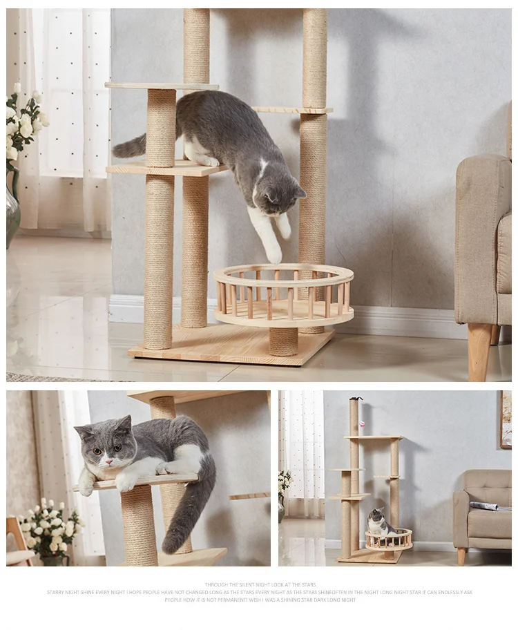 Кошачья скалолазающая рама из цельного дерева сизаль кошачий наполнитель дерево кошачья игрушка царапина доска Всесезонная универсальная кошачья царапина колонна поставки