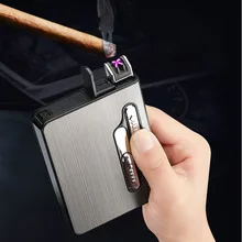 Портативный USB чехол для электронной сигареты с двойной дуговой зажигалкой 12 шт. держатель для сигарет usb зарядка Зажигалка гаджеты для мужчин