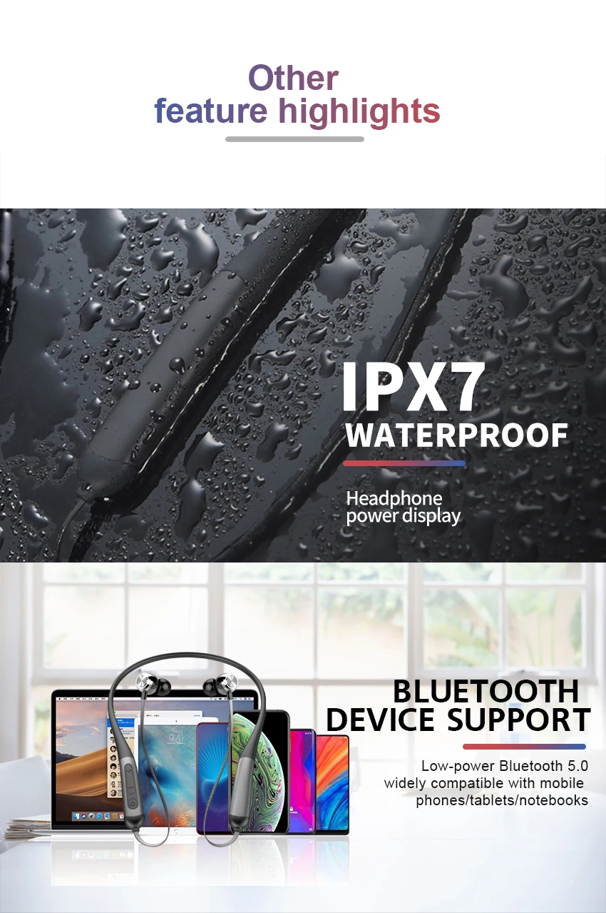 Earphone Neckband IPX7 Waterproof 