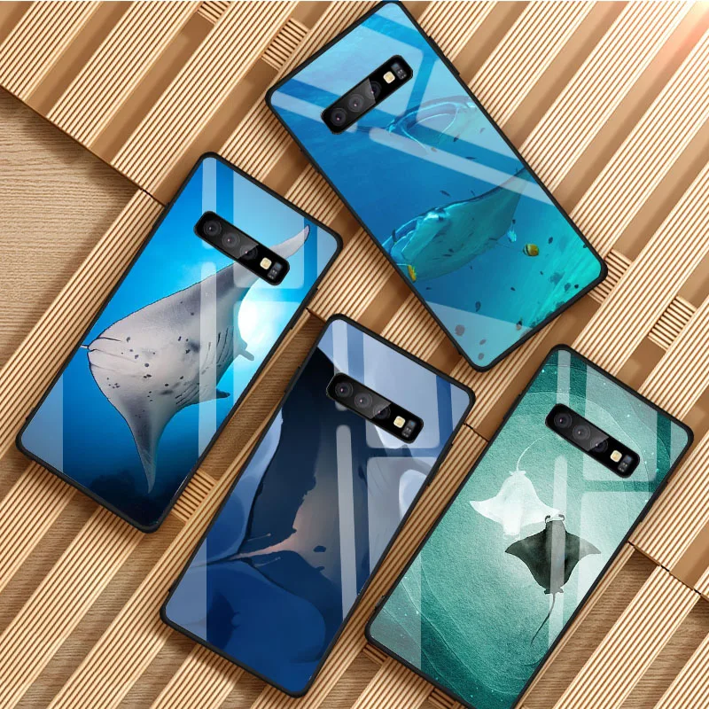 Animal manta ray Tempered Glass Phone Case For Samsung Galaxy S8 S9 S10 S20 PLUS J8 J6 J4 2018 NOTE 8 9 10 Cover Shell | Мобильные