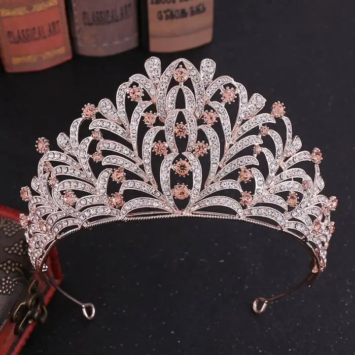 Bridal Luxury Women Wedding Crown Hair Rhinestone Leaf Headband VL Tiaras Tocado Novia Bride Jewelry Sadoun.com