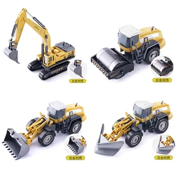 

Zhenwei Die-cast Car 1:55 Alloy Crane Model Engineering Excavator Bulldozer Road Transport Truck Sliding Children's Toy Car