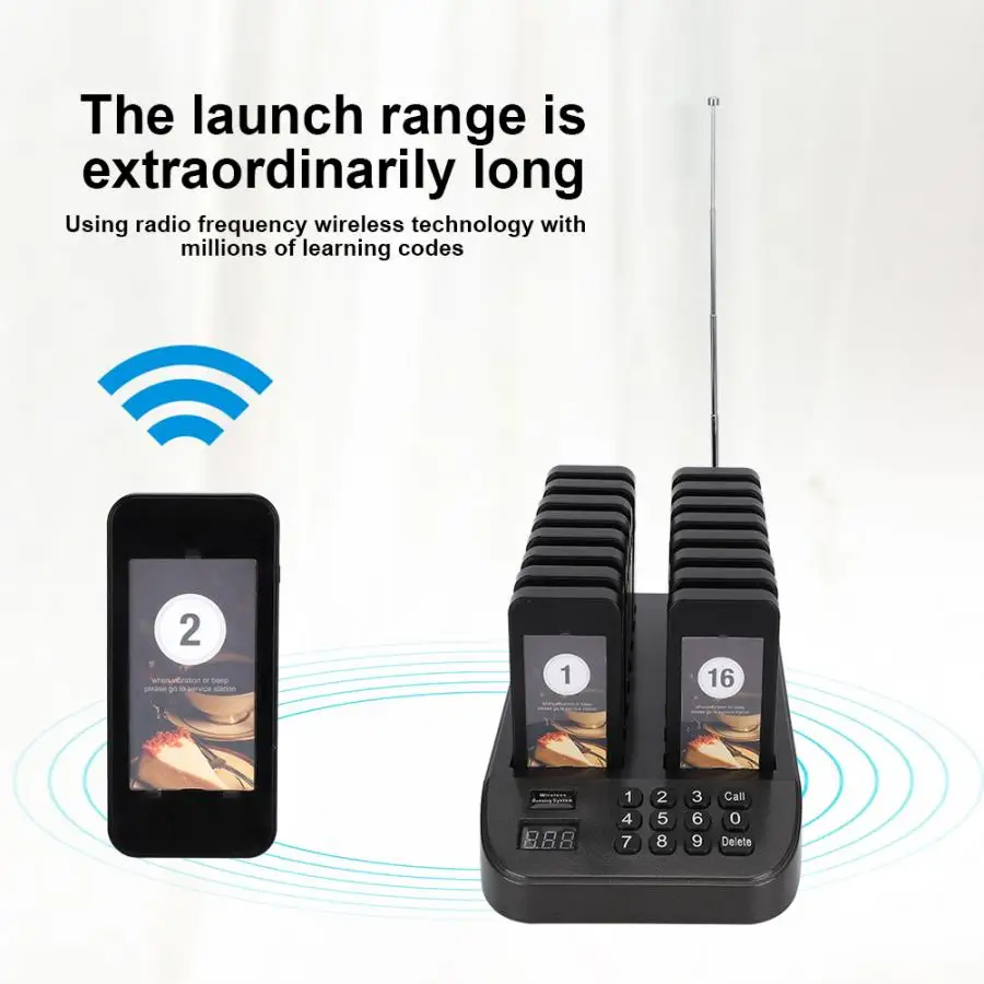 SU-66S Restaurant Pager Wireless Calling System 16 Channels Restaurant Pager Waiter With LED Light For Nursery Cafe wireless calling system