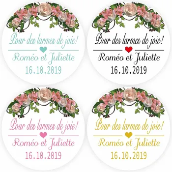 

DouxArt 100 Pieces Personalized Stickers Wedding Seals - Pour des larmes de joie, 40mm Party Communion Baptism Labels