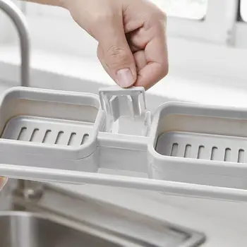 

Storage Rack Kitchen Buckle Faucet Storage Rack Drain Sponge Steel Ball Rack Adjustable Sink Double Grid Kitchen Storage Rack