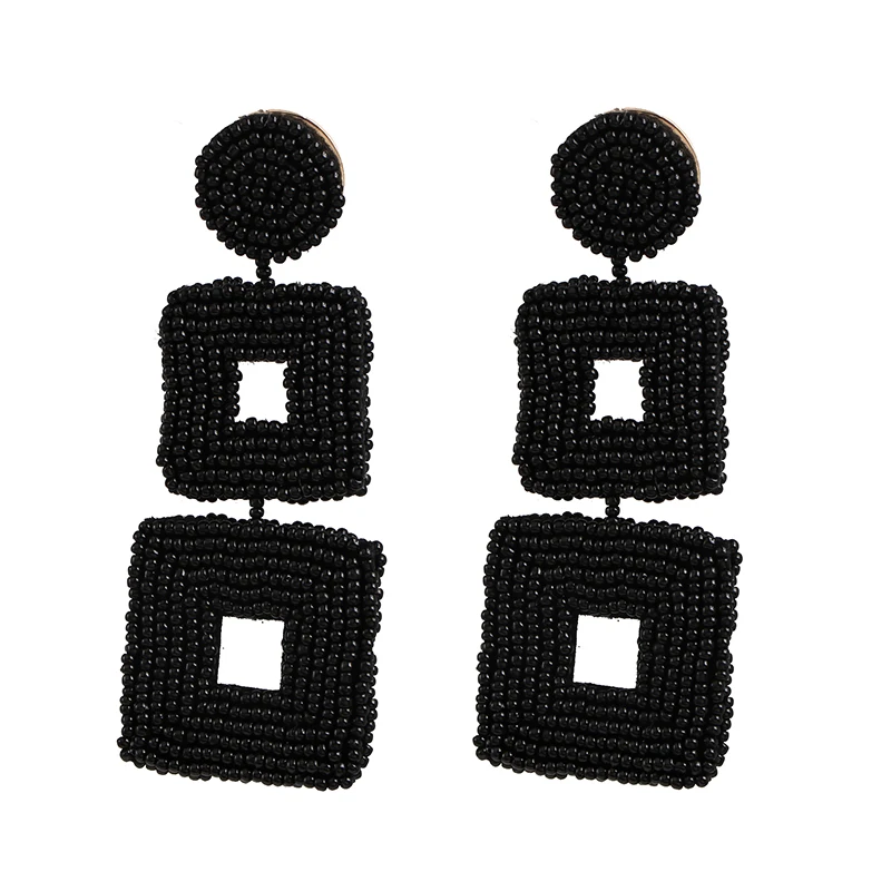 Jujia модные черные шикарные серьги в форме капель из бисера большие серьги для женщин Brincos массивные ювелирные изделия Pendientes - Окраска металла: 52286-BK
