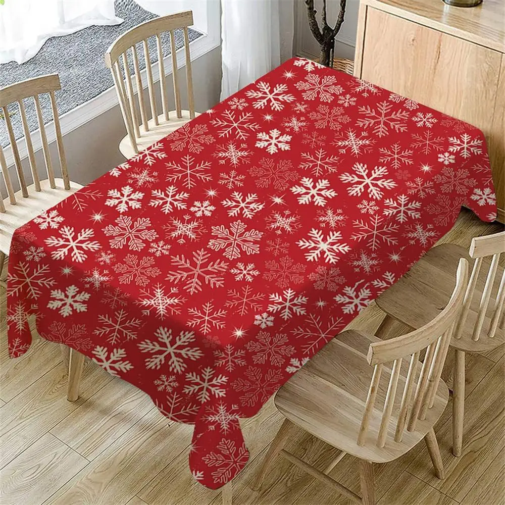 

140cm x 80cm Christmas Decoration Table Cloth Rectangular Tea Table Cover Dining Home Decor Christmas Snowflake Pattern Xmas Q3