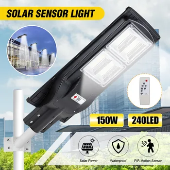 

150W 240 LED Solar Street Light Light Control+Radar Sensing+Remote Control Waterproof Outdoor Garden Fence Wall Timer Lamp