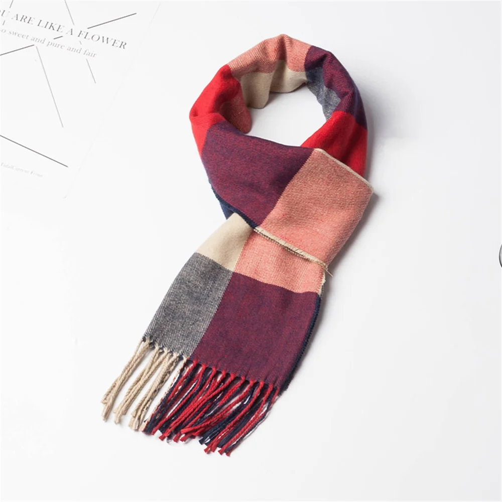 Новинка, женский осенний зимний шерстяной шарф, женские кашемировые шарфы, широкие решетки, длинная шаль, накидка, одеяло, теплый палантин - Цвет: Многоцветный