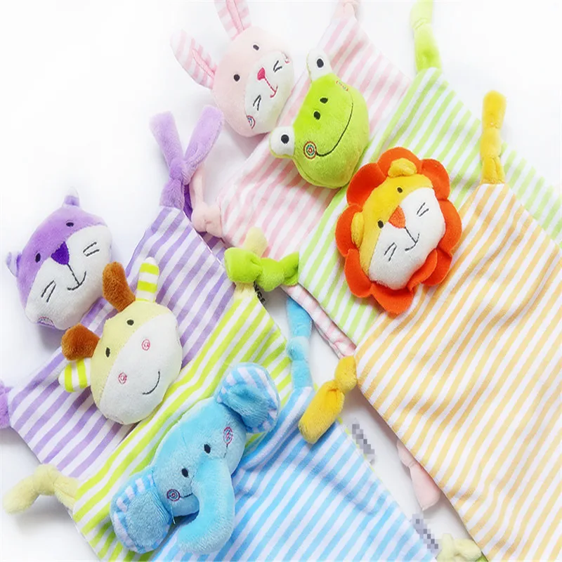 Newborn Toddler Kids Plush Towel Toy Cartoon Cat Rabbit Animal Rattle Toy Baby Sleeping Newborn Stuffed Dolls Comfort Towel