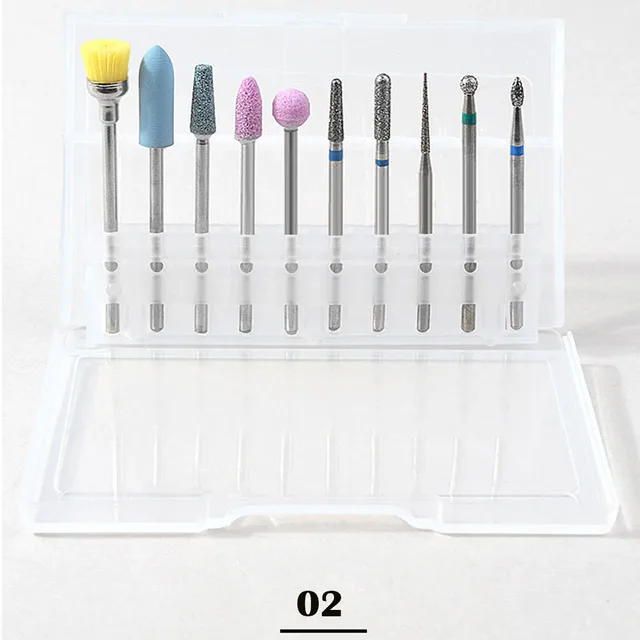 10pcs /box Functional Nail Polishing Grinding Head Kits clean foot cuticle Nail Machine Nail Polishing Tool Drill-WG02-10Pcs-ZH2