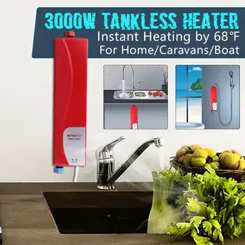

Electric Tankless Water Heater Instant Shower 220V 3000W ABS Household Water Heater for Indoor Kitchen Bathroom Water Heater