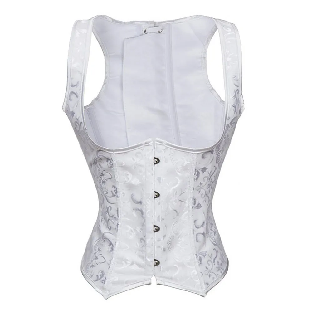 S-6XL-Women-s-White-Black-Brocade-Steel-Boned-Steampunk-Tesla-Underbust-Corset-Waist-Cincher-Vest (1)