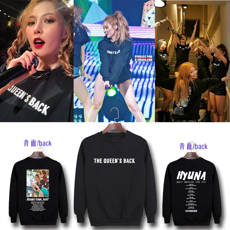 

Gold Hyuna 2017 North America Tour Concert Related Products Should Aid the Clothes Long Sleeves Model round Neck Sweater Men And