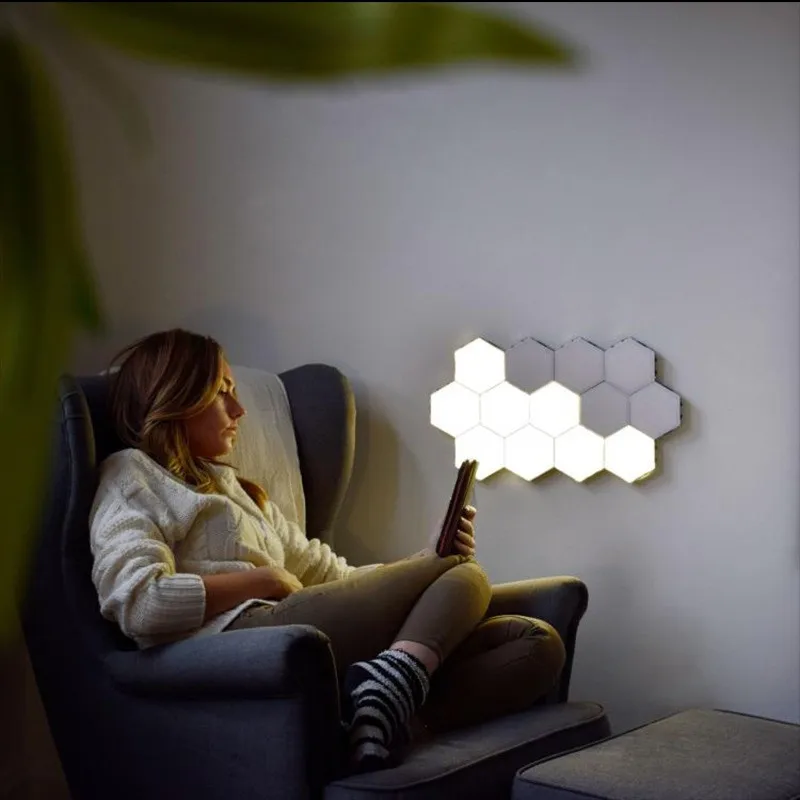 LED Quantum Night Light Induction Touch Light Hexagonal Lamps Honeycomb Light Mosaic Wall Lampara Creative Lighting Home Decor