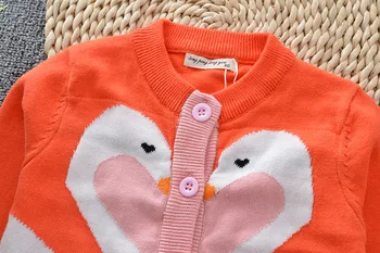 

Girls baby Korean version of the swan pattern cotton wool cardigan